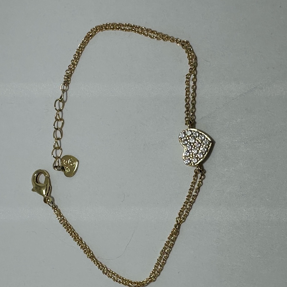 Gold Heart Bracelet with Crystals